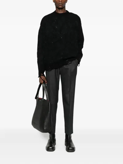 Laneus Distressed-finish Sweater In Black