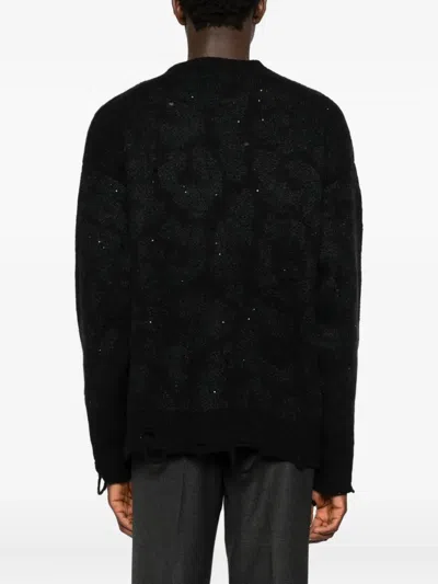 Laneus Distressed-finish Sweater In Black
