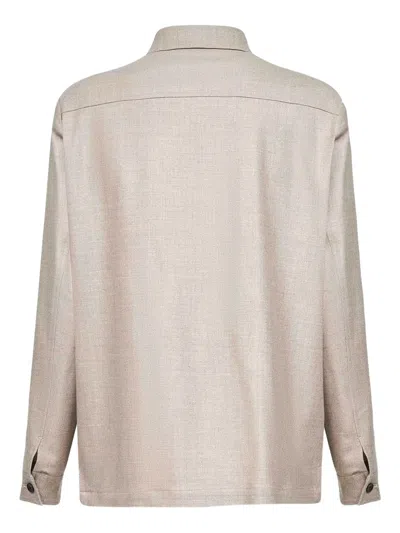 D4.0 Buttoned-collar Shirt Jacket In Neutral