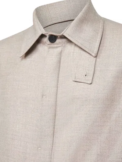 D4.0 Buttoned-collar Shirt Jacket In Neutral