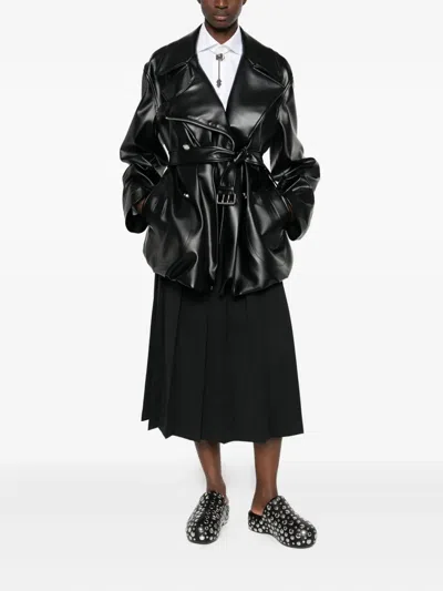 Comme Des Garçons Pleated Midi Skirt In Black