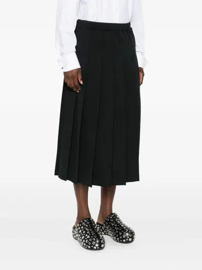 Comme Des Garçons Pleated Midi Skirt In Black