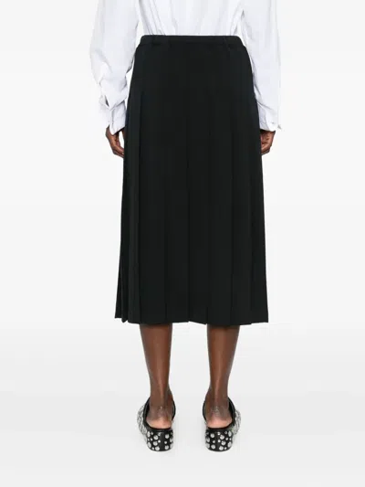 Comme Des Garçons Pleated Midi Skirt In Black