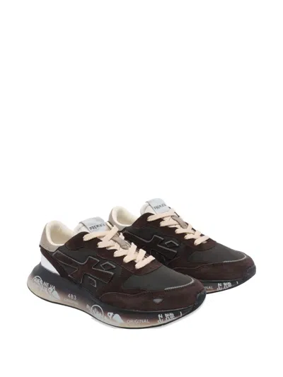 Premiata Lauryn Sneakers With Contrast Sole And Perforations In Brown