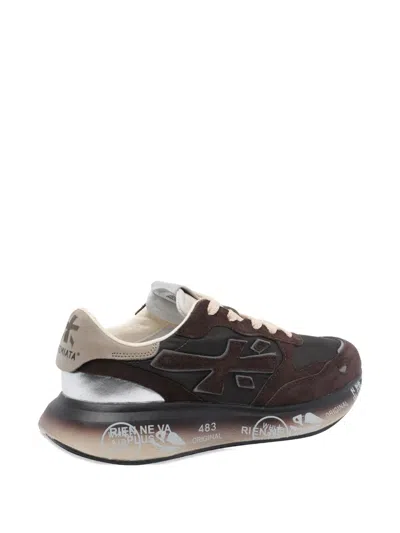 Premiata Lauryn Sneakers With Contrast Sole And Perforations In Brown