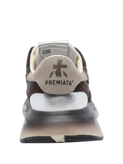 Premiata Lauryn Sneakers With Contrast Sole And Perforations In Brown