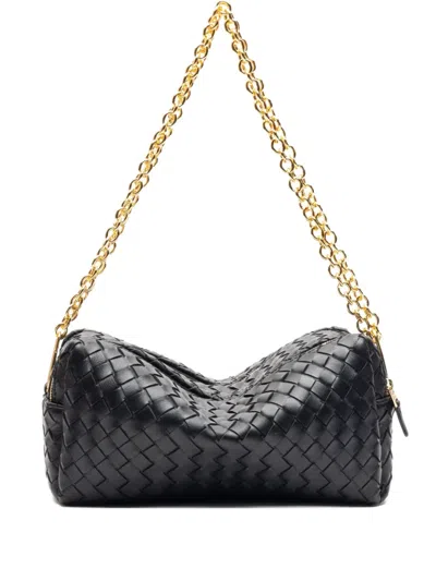 Elleme Trousse Chain Woven Leather Black In Purple