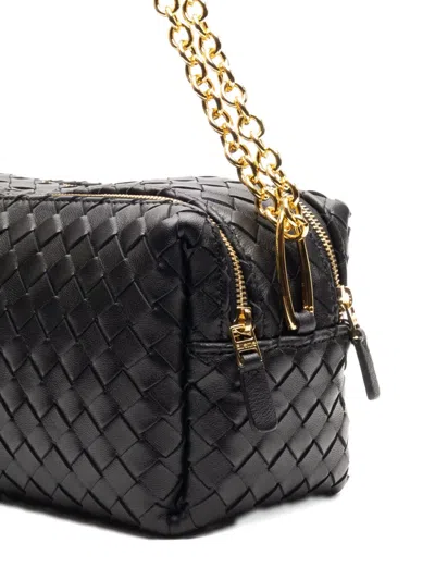 Elleme Trousse Chain Woven Leather Black In Purple