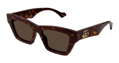 Gucci Havana-havana-brown Recycled Acetate Sunglasses In Brown