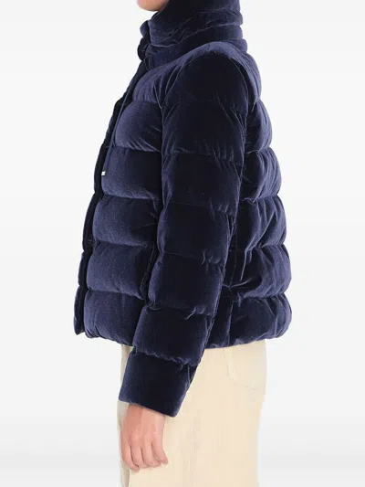 Herno Women Cotton Chenille-effect Down Jacket In Blue