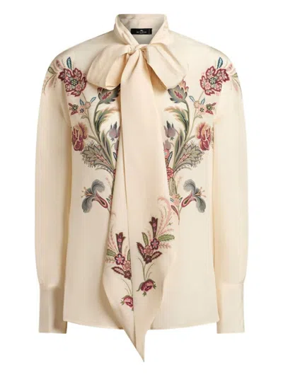 Etro Silk Blouse With Placed Print In Multi