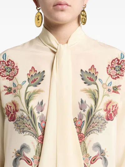Etro Silk Blouse With Placed Print In Multi