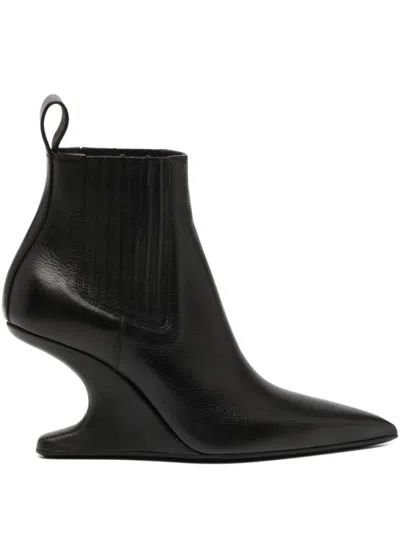 Rick Owens Ankle Boot With Pointed Toe And Sculptural Heel In Black