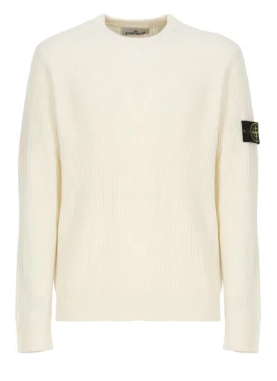 Stone Island Sweater With Brushed Texture In Neutral