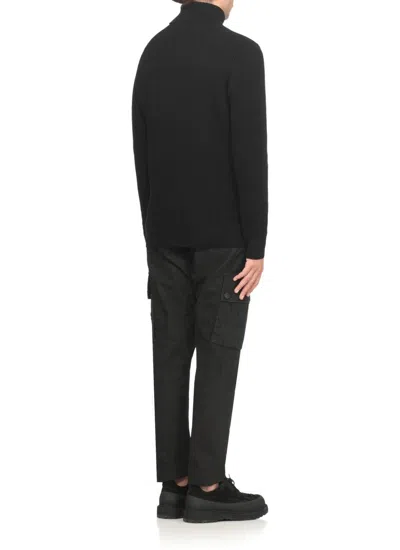 Stone Island Logo Roll-neck Jumper In Black