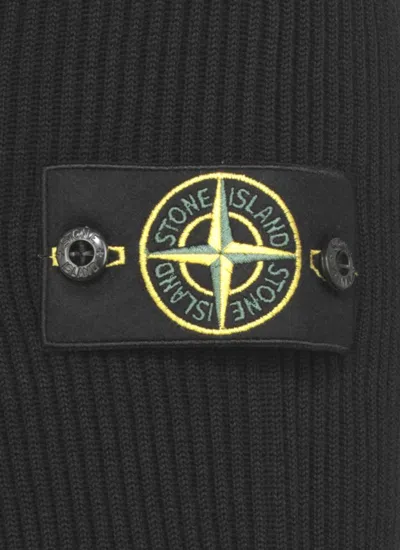 Stone Island Logo Roll-neck Jumper In Black
