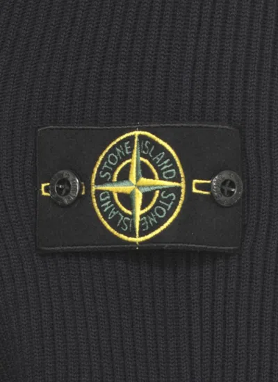 Stone Island Logo Roll-neck Jumper In Black