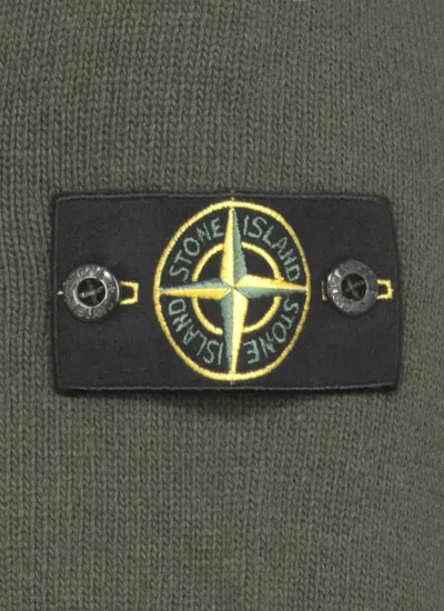 Stone Island Knitted Turtleneck Sweater With Ribbed Collar In Green