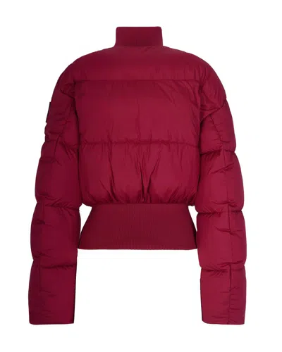 Elisabetta Franchi Cropped Red Quilted Puffer Jacket With High Collar In Red