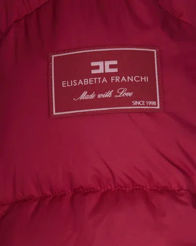 Elisabetta Franchi Cropped Red Quilted Puffer Jacket With High Collar In Red