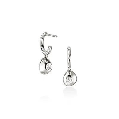 John Hardy Sterling Silver Jh Lovestruck Lab Grown Diamond Solitaire Dangle Hoop Earrings In Metallic