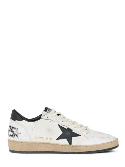 Golden Goose Worn-in White Leather Sneakers With Black Star Detail In White