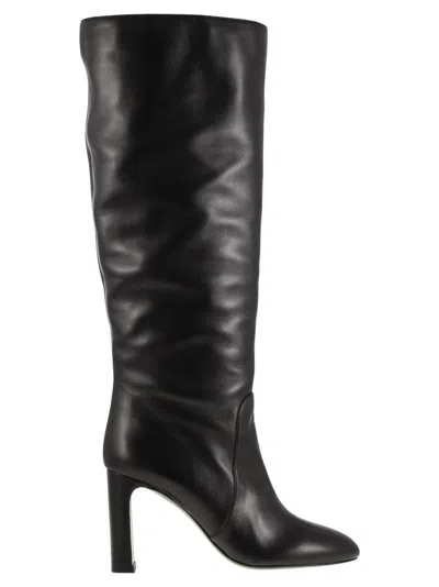 Stuart Weitzman Babette Leather Tube Boot In Black