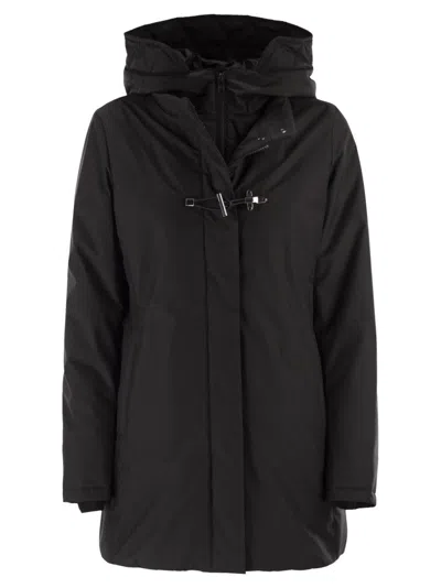 Fay Double-breasted Toggle Coat With Detachable Front Panel In Black