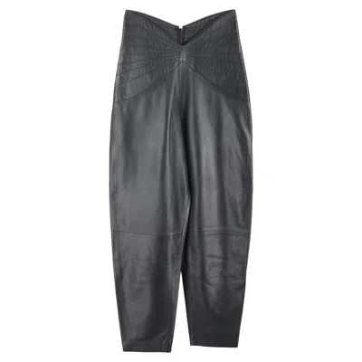 Attico Butterfly-waist Trousers In Black Leather In Black