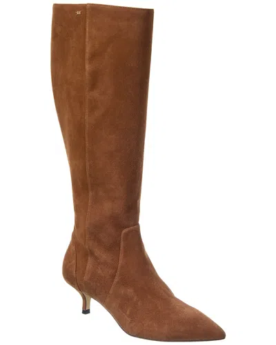 Stuart Weitzman Mara 50 Zip Suede Knee-high Boot In Brown