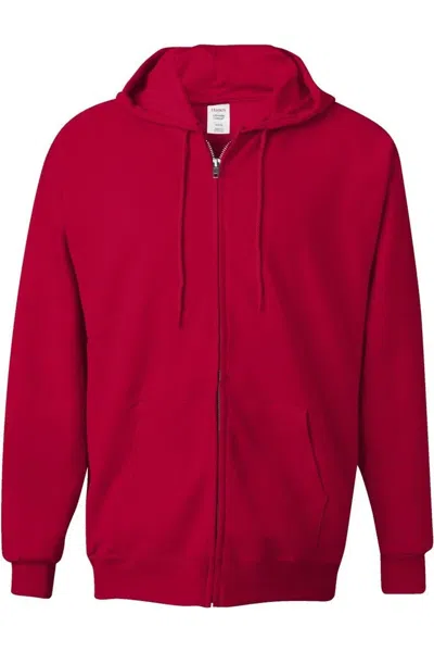 Hanes Ultimate Cotton Full-zip Hooded Sweatshirt In Red