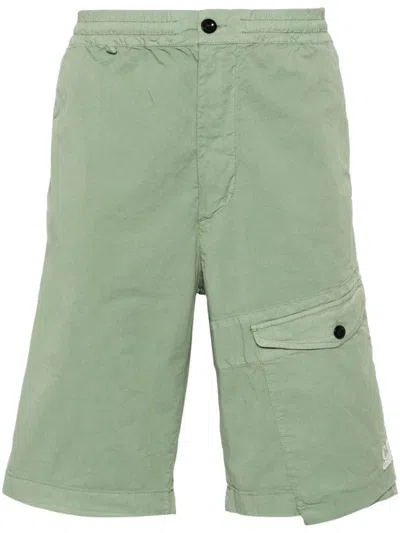 C.p. Company Sage Green Twill Stretch Shorts In Green