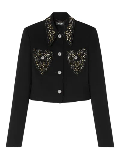 Versace Blazer Informal In Crepe Di Lana Light Weight In Multi