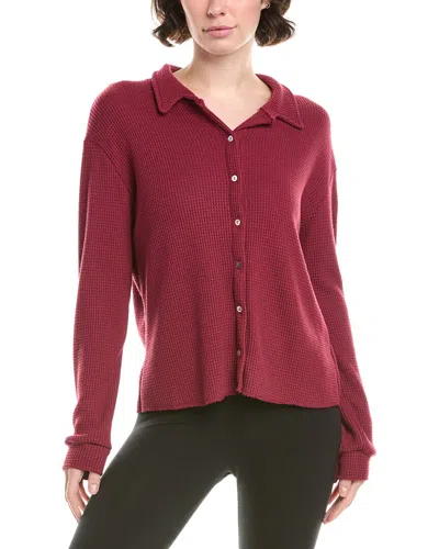 Jac Parker Lazy Day Waffle Button-down Shirt In Burgundy