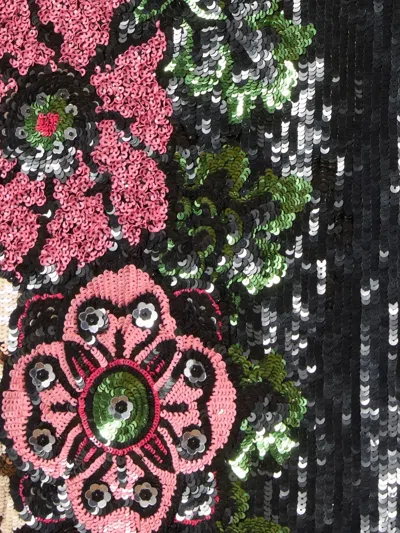 La Doublej Sequin-embroidery Floral-pattern Maxi Dress In Black