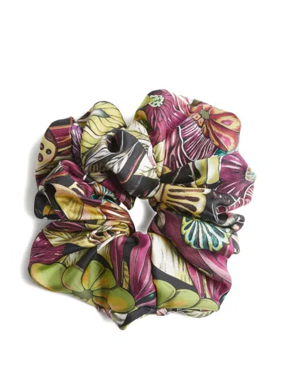 La Doublej Floral-print Silk Scrunchie In Multi