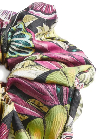 La Doublej Floral-print Silk Scrunchie In Multi