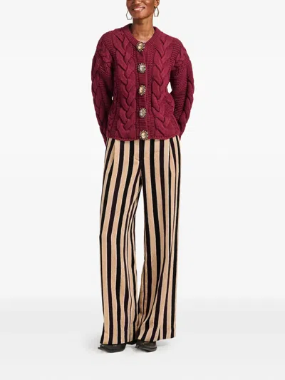 La Doublej Portrait Embellished Wool-blend Cardigan In Red