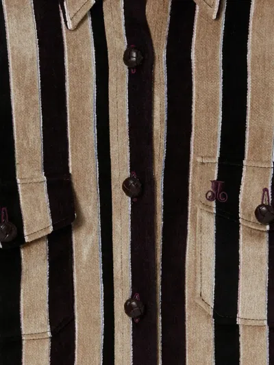 La Doublej Striped-pattern Chest-pocket Jacket In Blue