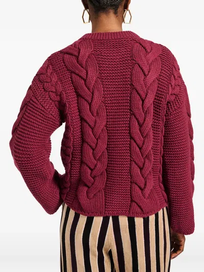 La Doublej Portrait Embellished Wool-blend Cardigan In Red