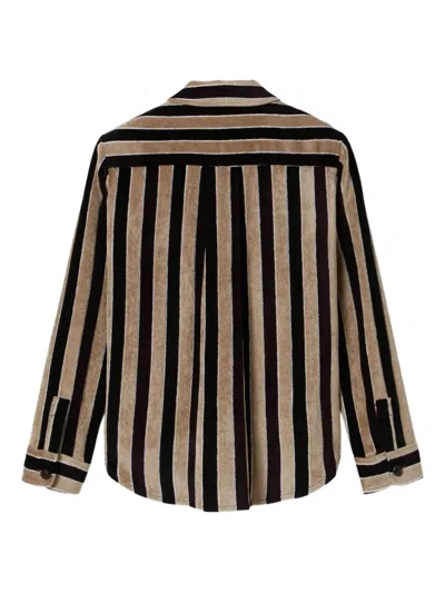 La Doublej Striped-pattern Chest-pocket Jacket In Blue