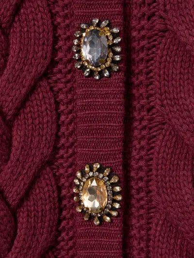 La Doublej Portrait Embellished Wool-blend Cardigan In Red