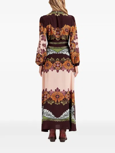 La Doublej Bordeaux Printed Crepe De Chine Maxi Dress In Red