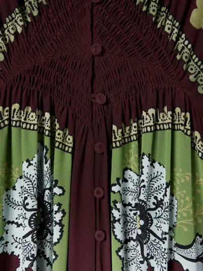 La Doublej Bordeaux Printed Crepe De Chine Maxi Dress In Red