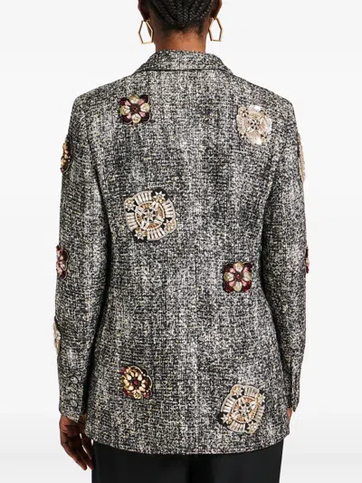 La Doublej Embroidered Double-breasted Blazer In Black