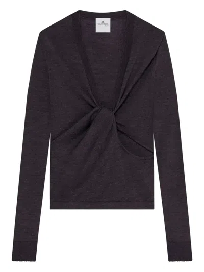 Courrèges Twist-front Wool Top In Black