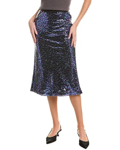 Gracia Whole Spangle Shiny Banding Midi Skirt In Blue