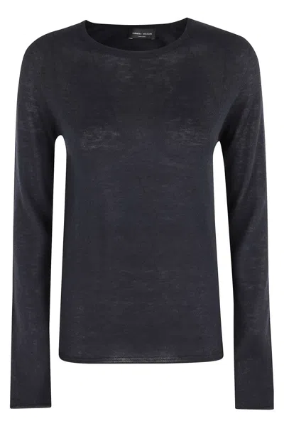 Roberto Collina Crew Neck Long Sleeve Sweater In Blue