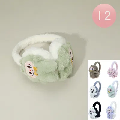 Fashnzfab 12pcs - Faux Fur Plush Monster Bunny Character Earmuffs In Multi