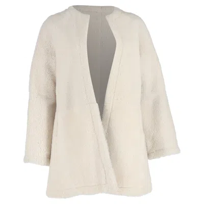 Missoni Open Sheared Coat With Pockets In Ivory Wool In White